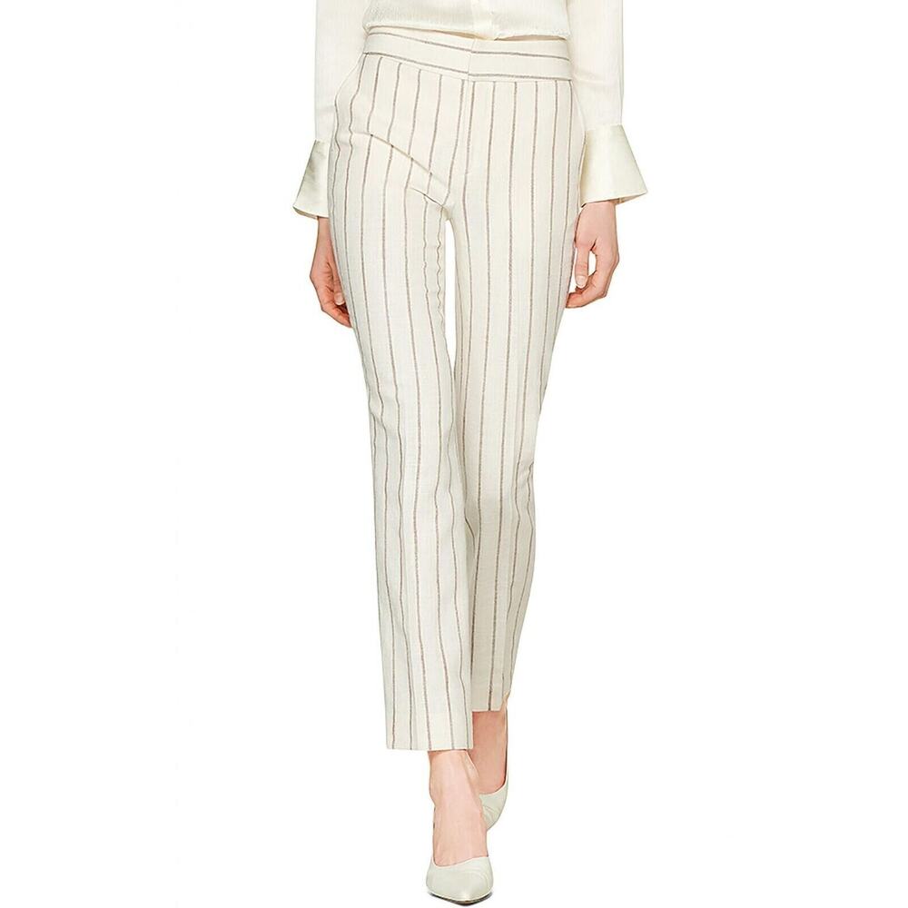 Suistudio Women's Lane Classic Stripe High Waist Silk Blend Trousers Size 12 NEW